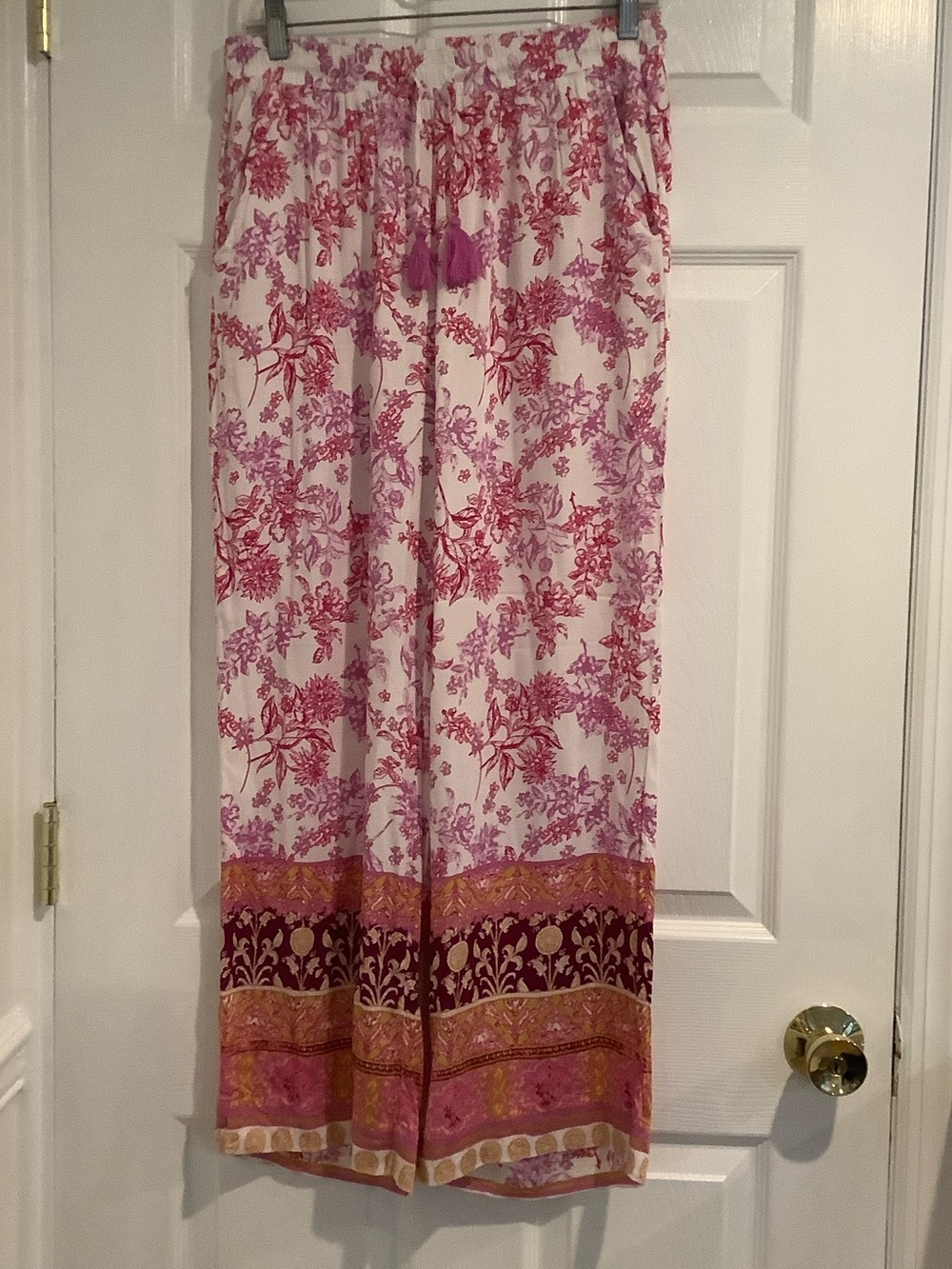 TRIBAL JEANS Floral Print Boho Yogi Granola Girl Hippie Flowy Wide Leg Pants M
